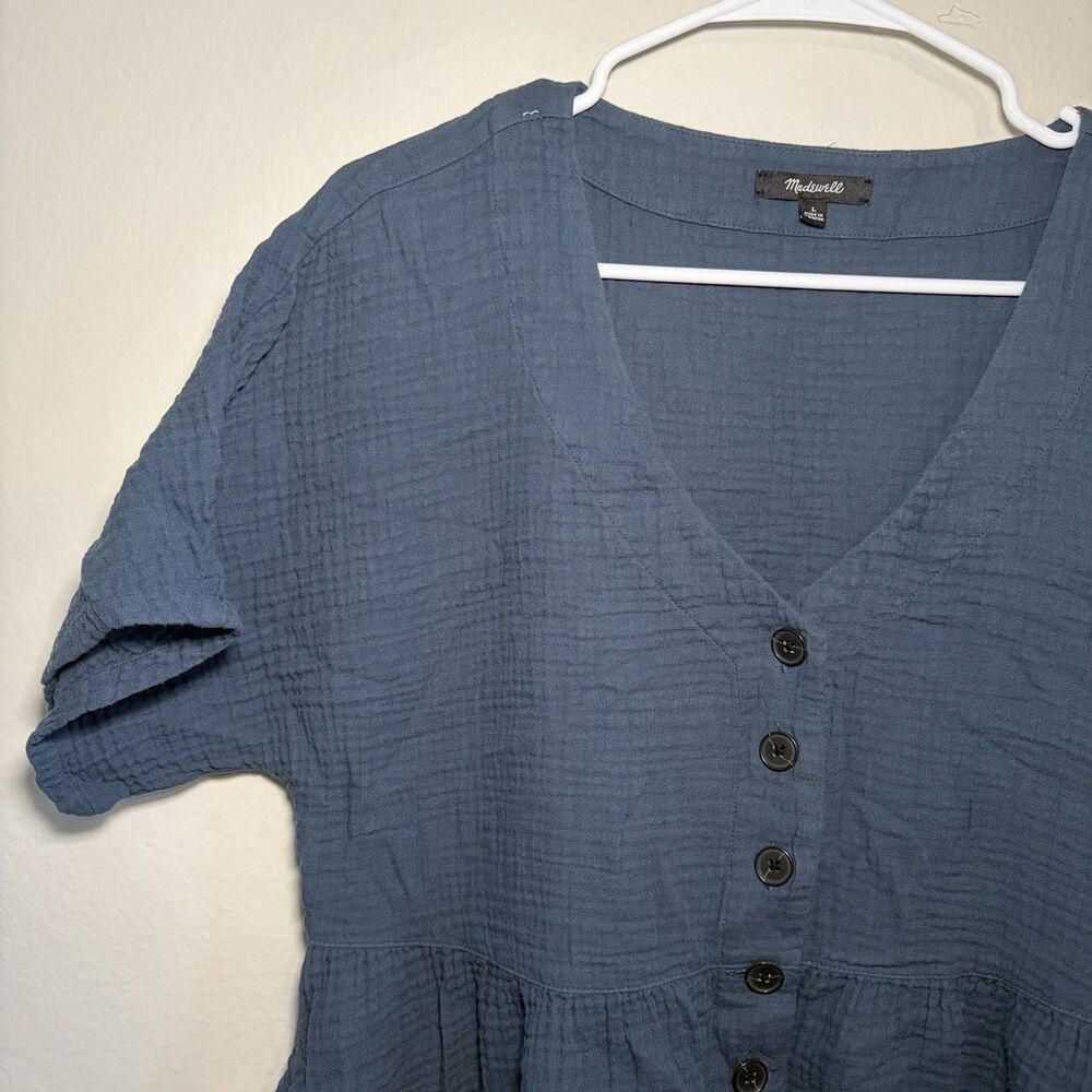 Madewell Lightspun Button Front Minidress Dress Blue Women L - Picture 3 of 8